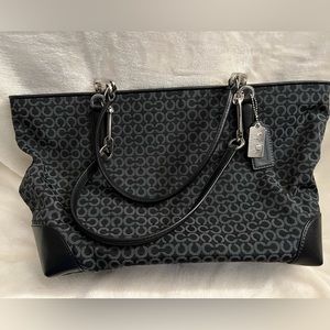Coach Black Signature Tote with Silver Hardware